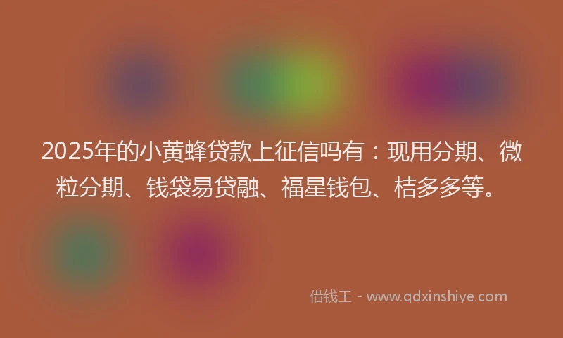2025年的小黄蜂贷款上征信吗有：现用分期、微粒分期、钱袋易贷融、福星钱包、桔多多等。