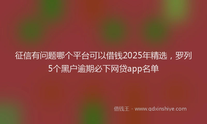 征信有问题哪个平台可以借钱2025年精选，罗列5个黑户逾期必下网贷app名单