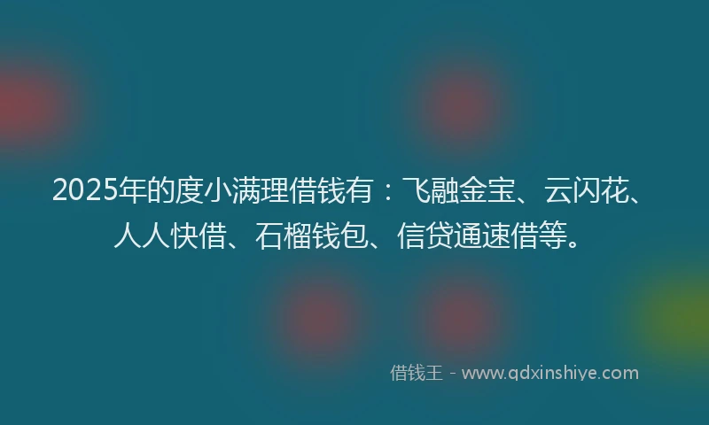 2025年的度小满理借钱有：飞融金宝、云闪花、人人快借、石榴钱包、信贷通速借等。