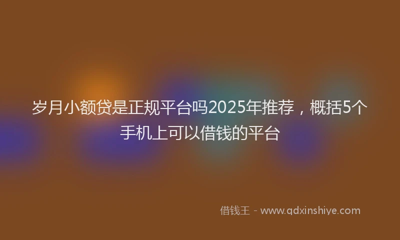 岁月小额贷是正规平台吗2025年推荐，概括5个手机上可以借钱的平台