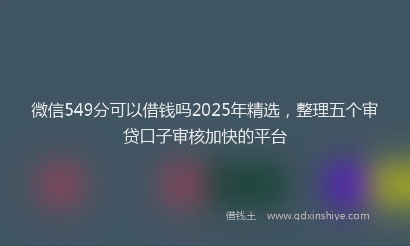 微信549分可以借钱吗2025年精选，整理五个审贷口子审核加快的平台