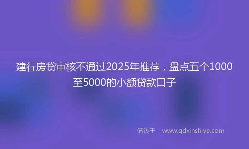 建行房贷审核不通过2025年推荐，盘点五个1000至5000的小额贷款口子