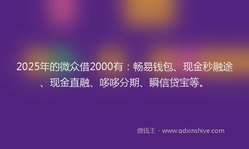 2025年的微众借2000有：畅易钱包、现金秒融途、现金直融、哆哆分期、瞬信贷宝等。