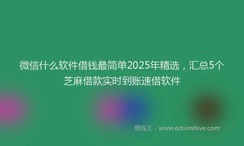 微信什么软件借钱最简单2025年精选，汇总5个芝麻借款实时到账速借软件