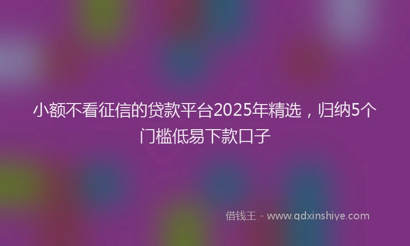小额不看征信的贷款平台2025年精选，归纳5个门槛低易下款口子