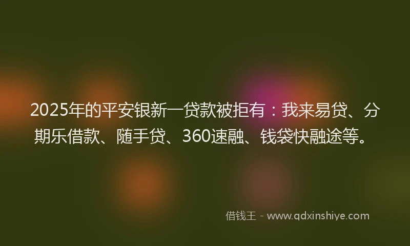 2025年的平安银新一贷款被拒有：我来易贷、分期乐借款、随手贷、360速融、钱袋快融途等。