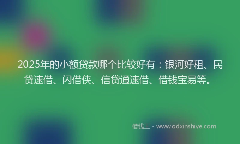 2025年的小额贷款哪个比较好有：银河好租、民贷速借、闪借侠、信贷通速借、借钱宝易等。