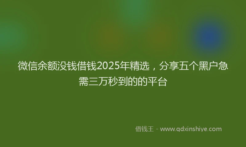 微信余额没钱借钱2025年精选，分享五个黑户急需三万秒到的的平台