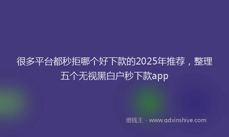 很多平台都秒拒哪个好下款的2025年推荐，整理五个无视黑白户秒下款app