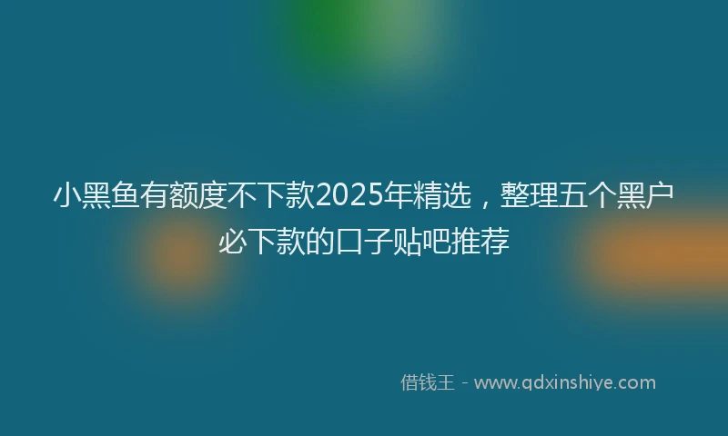 小黑鱼有额度不下款2025年精选，整理五个黑户必下款的口子贴吧推荐
