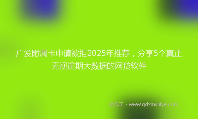 广发附属卡申请被拒2025年推荐，分享5个真正无视逾期大数据的网贷软件