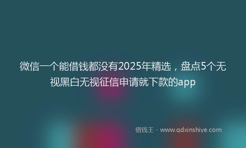 微信一个能借钱都没有2025年精选，盘点5个无视黑白无视征信申请就下款的app