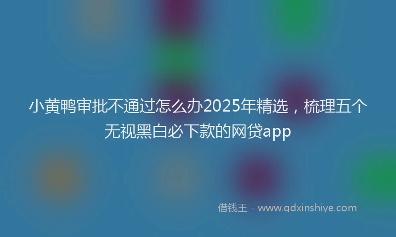 小黄鸭审批不通过怎么办2025年精选，梳理五个无视黑白必下款的网贷app