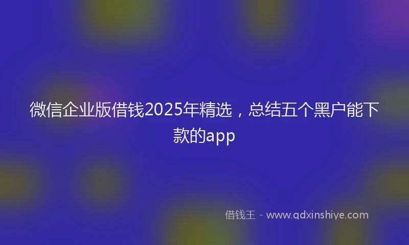 微信企业版借钱2025年精选，总结五个黑户能下款的app