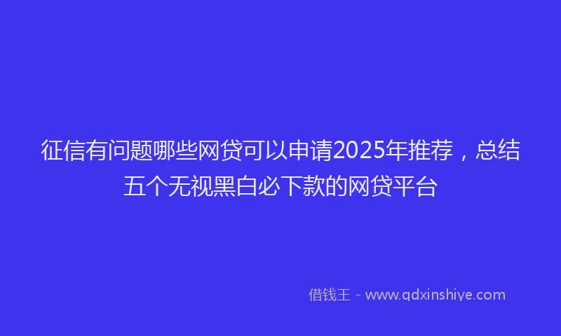 征信有问题哪些网贷可以申请2025年推荐，总结五个无视黑白必下款的网贷平台