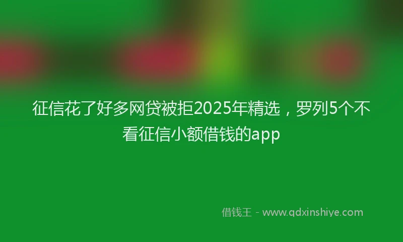 征信花了好多网贷被拒2025年精选，罗列5个不看征信小额借钱的app
