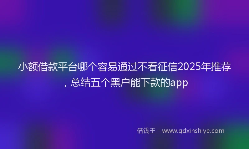 小额借款平台哪个容易通过不看征信2025年推荐，总结五个黑户能下款的app