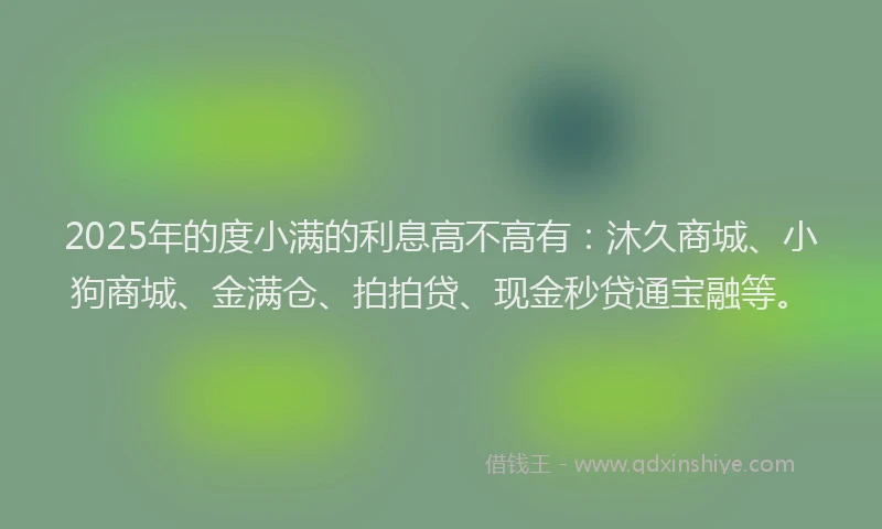 2025年的度小满的利息高不高有：沐久商城、小狗商城、金满仓、拍拍贷、现金秒贷通宝融等。