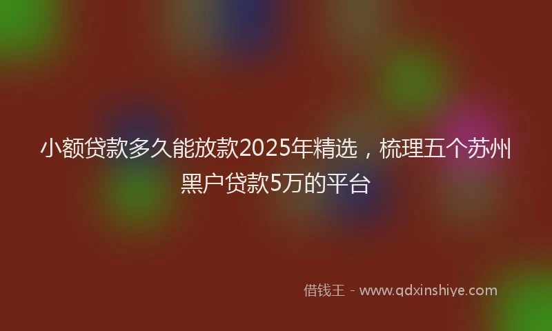 小额贷款多久能放款2025年精选，梳理五个苏州黑户贷款5万的平台