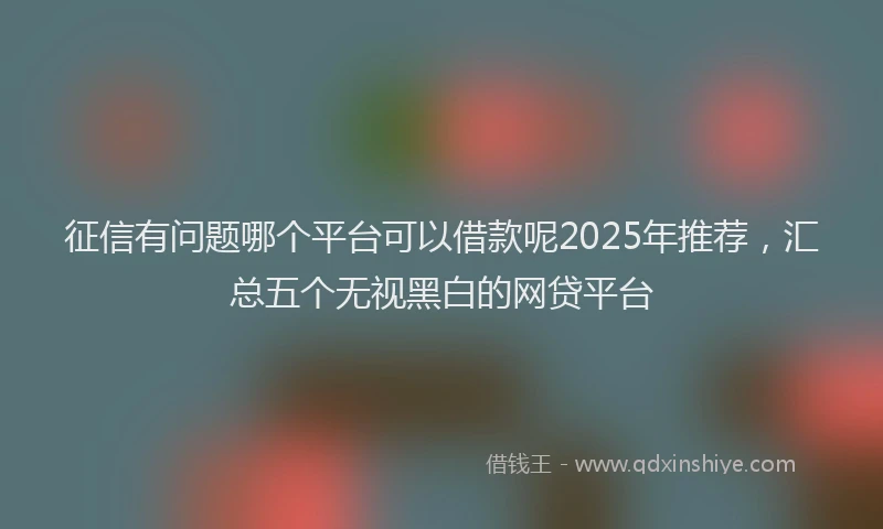 征信有问题哪个平台可以借款呢2025年推荐，汇总五个无视黑白的网贷平台