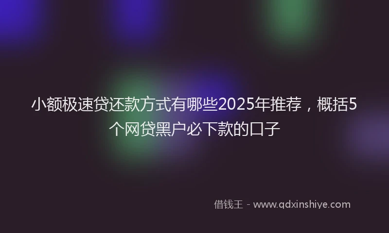 小额极速贷还款方式有哪些2025年推荐，概括5个网贷黑户必下款的口子