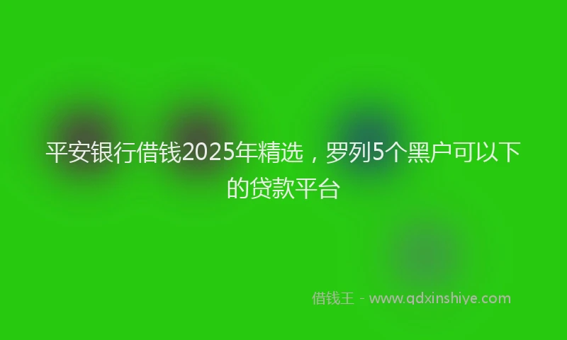 平安银行借钱2025年精选，罗列5个黑户可以下的贷款平台