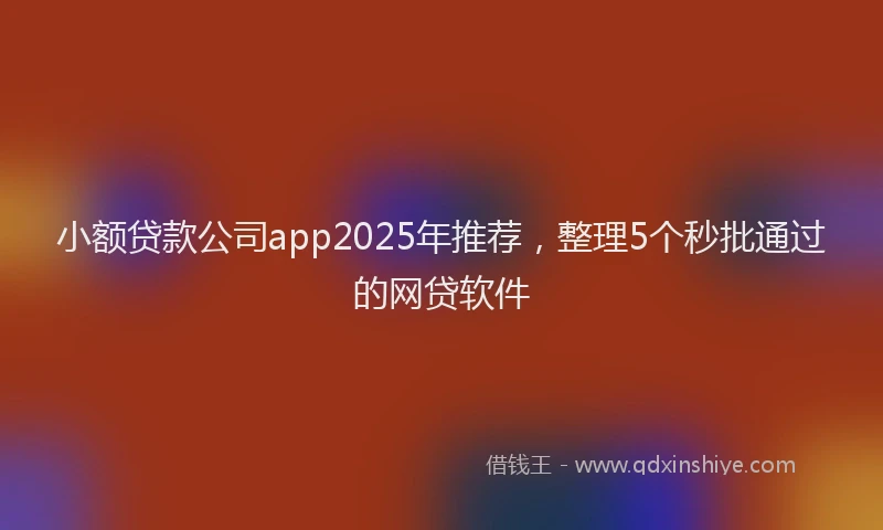 小额贷款公司app2025年推荐，整理5个秒批通过的网贷软件
