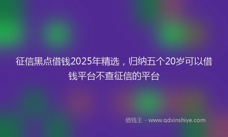 征信黑点借钱2025年精选，归纳五个20岁可以借钱平台不查征信的平台
