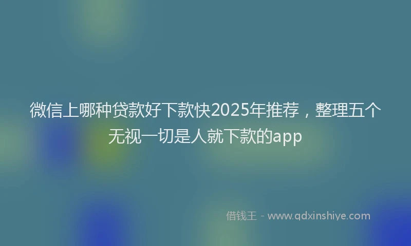 微信上哪种贷款好下款快2025年推荐，整理五个无视一切是人就下款的app