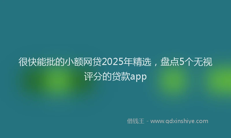 很快能批的小额网贷2025年精选，盘点5个无视评分的贷款app