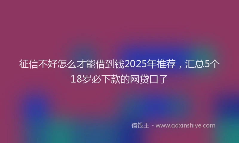 征信不好怎么才能借到钱2025年推荐，汇总5个18岁必下款的网贷口子