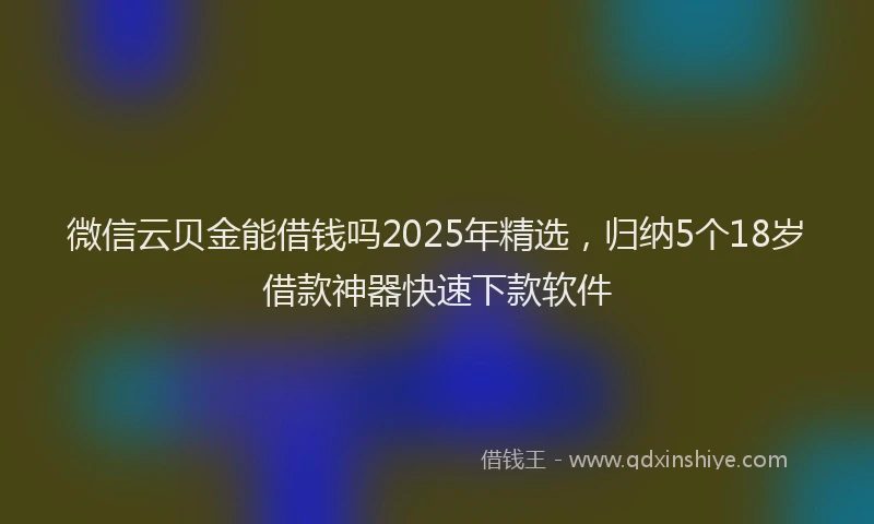 微信云贝金能借钱吗2025年精选，归纳5个18岁借款神器快速下款软件