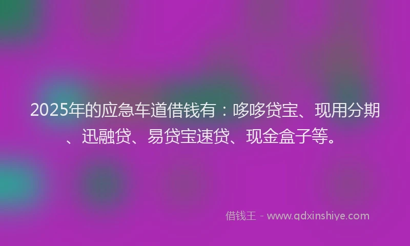 2025年的应急车道借钱有：哆哆贷宝、现用分期、迅融贷、易贷宝速贷、现金盒子等。