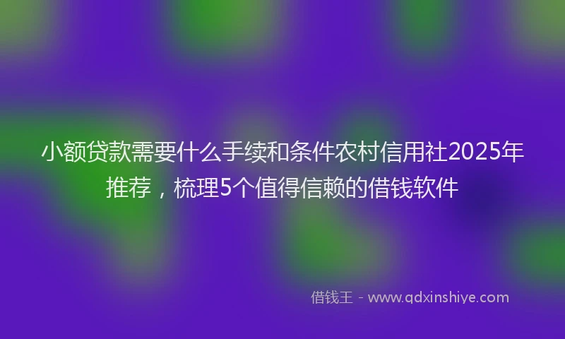 小额贷款需要什么手续和条件农村信用社2025年推荐，梳理5个值得信赖的借钱软件