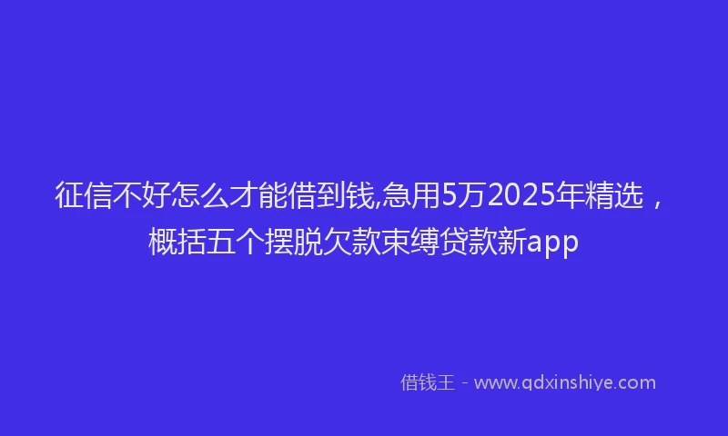 征信不好怎么才能借到钱,急用5万2025年精选，概括五个摆脱欠款束缚贷款新app