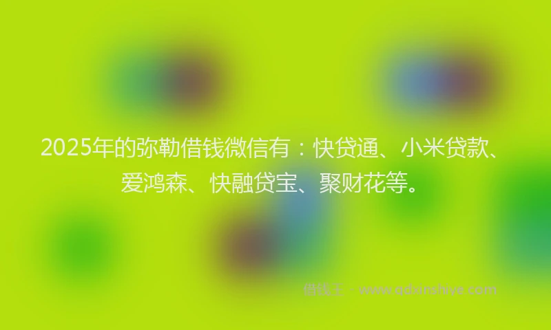 2025年的弥勒借钱微信有：快贷通、小米贷款、爱鸿森、快融贷宝、聚财花等。