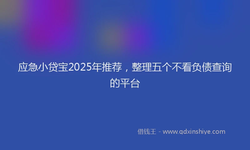 应急小贷宝2025年推荐，整理五个不看负债查询的平台