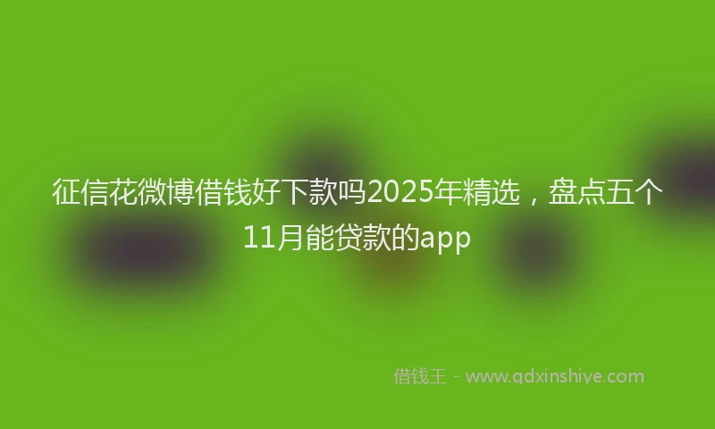 征信花微博借钱好下款吗2025年精选，盘点五个11月能贷款的app