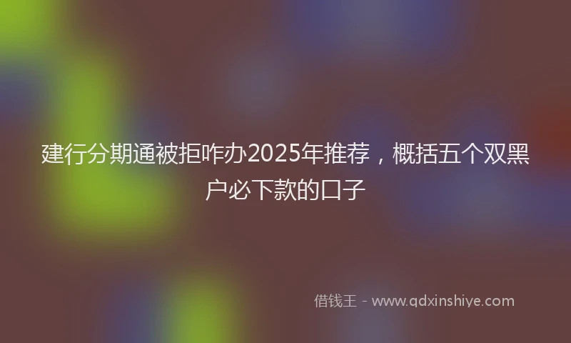 建行分期通被拒咋办2025年推荐，概括五个双黑户必下款的口子