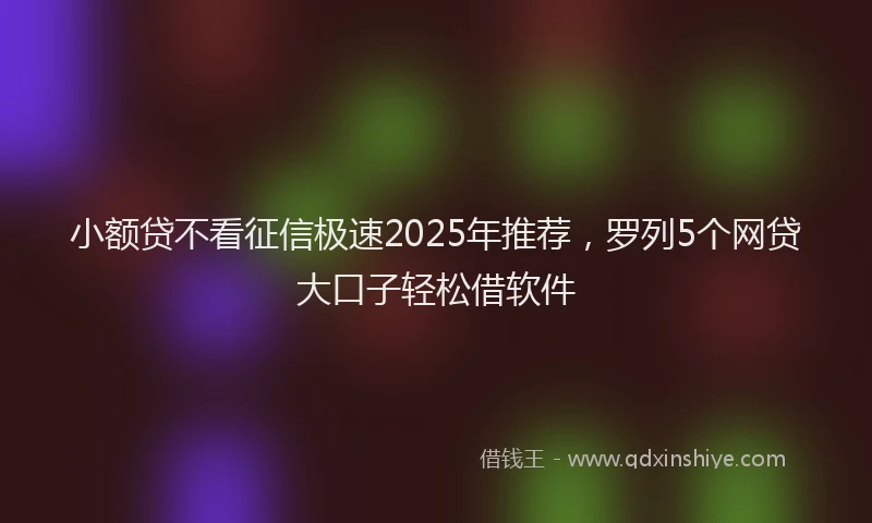 小额贷不看征信极速2025年推荐，罗列5个网贷大口子轻松借软件