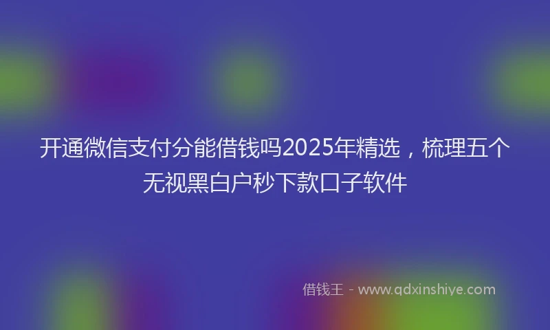 开通微信支付分能借钱吗2025年精选，梳理五个无视黑白户秒下款口子软件