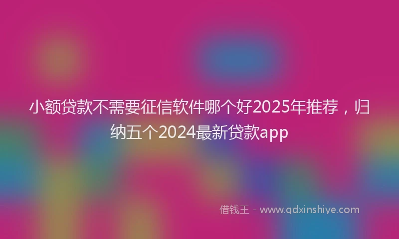 小额贷款不需要征信软件哪个好2025年推荐，归纳五个2024最新贷款app