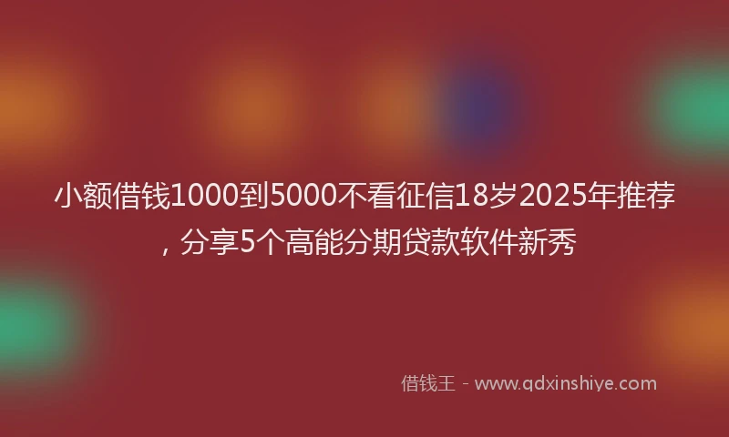小额借钱1000到5000不看征信18岁2025年推荐，分享5个高能分期贷款软件新秀