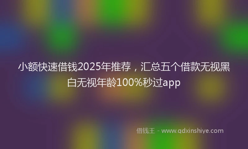小额快速借钱2025年推荐，汇总五个借款无视黑白无视年龄100%秒过app