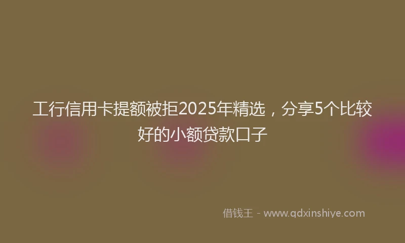 工行信用卡提额被拒2025年精选，分享5个比较好的小额贷款口子