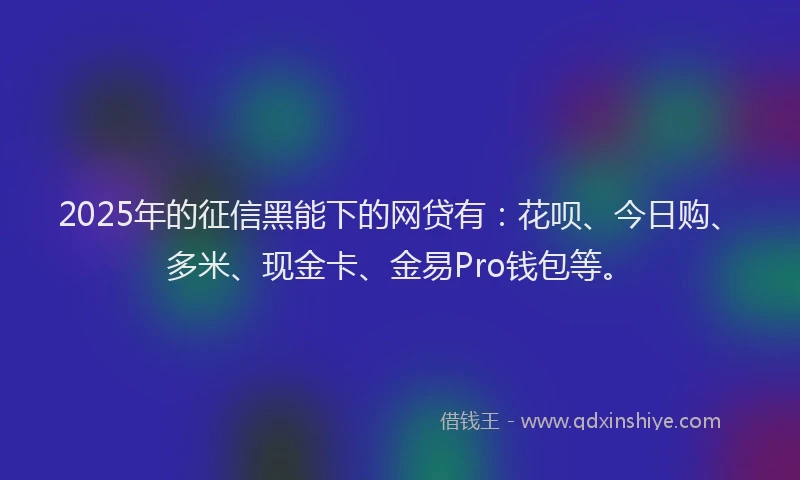 2025年的征信黑能下的网贷有：花呗、今日购、多米、现金卡、金易Pro钱包等。