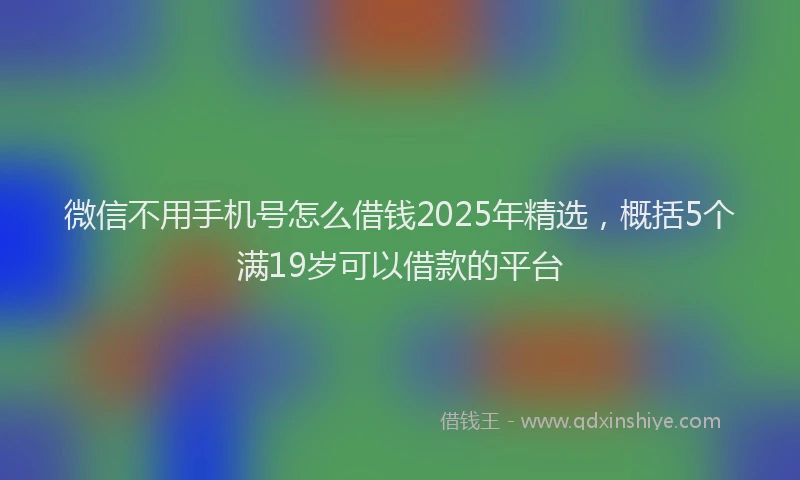 微信不用手机号怎么借钱2025年精选，概括5个满19岁可以借款的平台