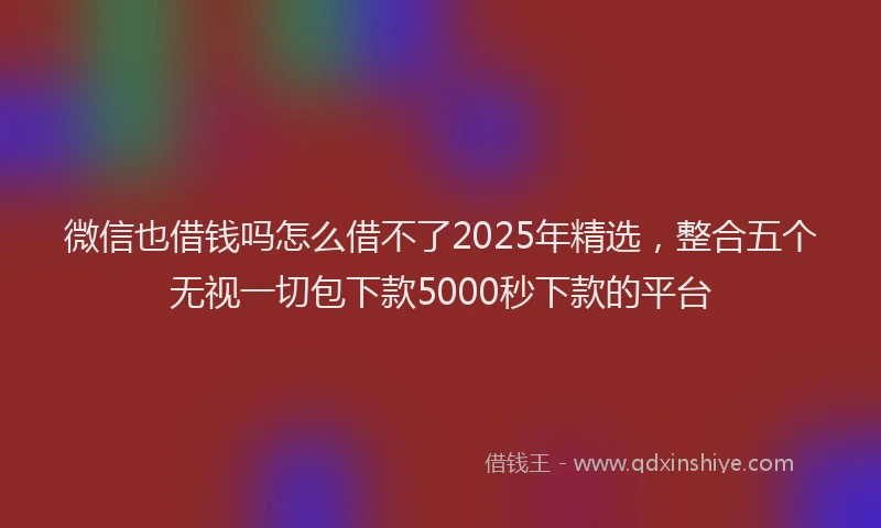 微信也借钱吗怎么借不了2025年精选，整合五个无视一切包下款5000秒下款的平台