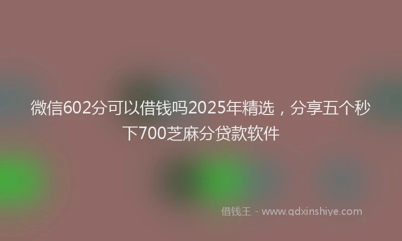 微信602分可以借钱吗2025年精选，分享五个秒下700芝麻分贷款软件