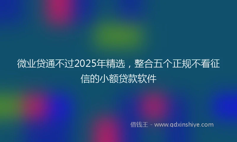 微业贷通不过2025年精选，整合五个正规不看征信的小额贷款软件